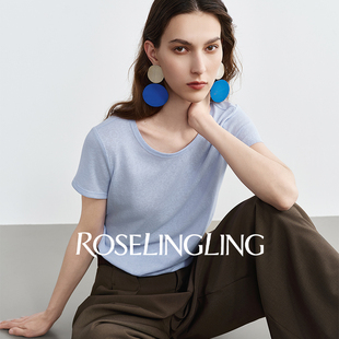 BASIC短袖 经典 T恤 夏季 ROSELINGLING日常衣橱仿麻感针织面料上衣