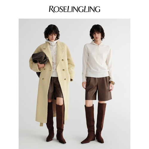 环葆PU皮革自然挺阔羊毛廓形中裤