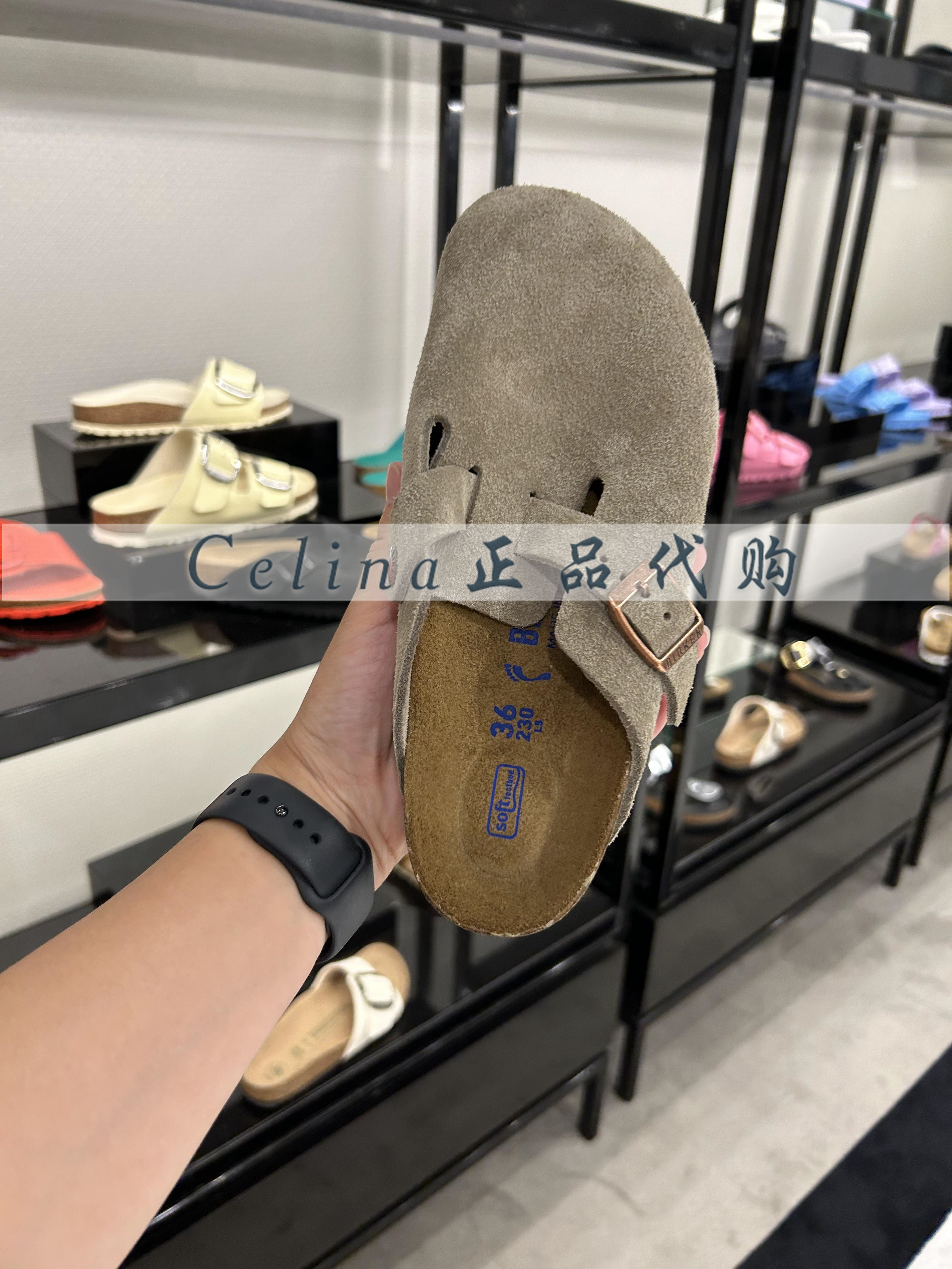 正品Birkenstock勃肯鞋窄版博肯Boston软木软底包头半拖男女拖鞋