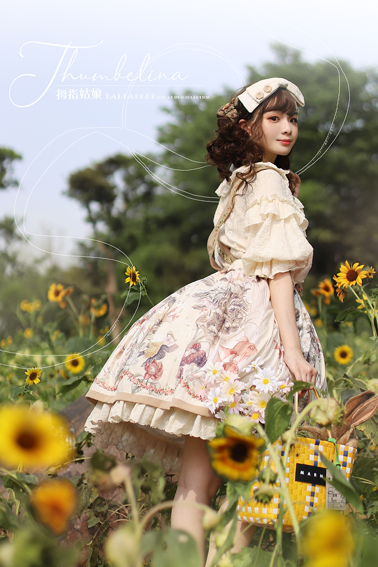 背带裙花瓣领田园风Lolita