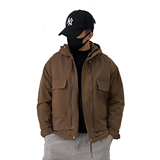A619-p188美式工装棉衣男冬季加厚保暖连帽外套宽松大码面包服，男装棉衣，星座1305