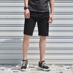 P45夏季 休闲中裤 纯色牛仔短裤 直筒五分裤 XZ1305 男合身大码 A8900