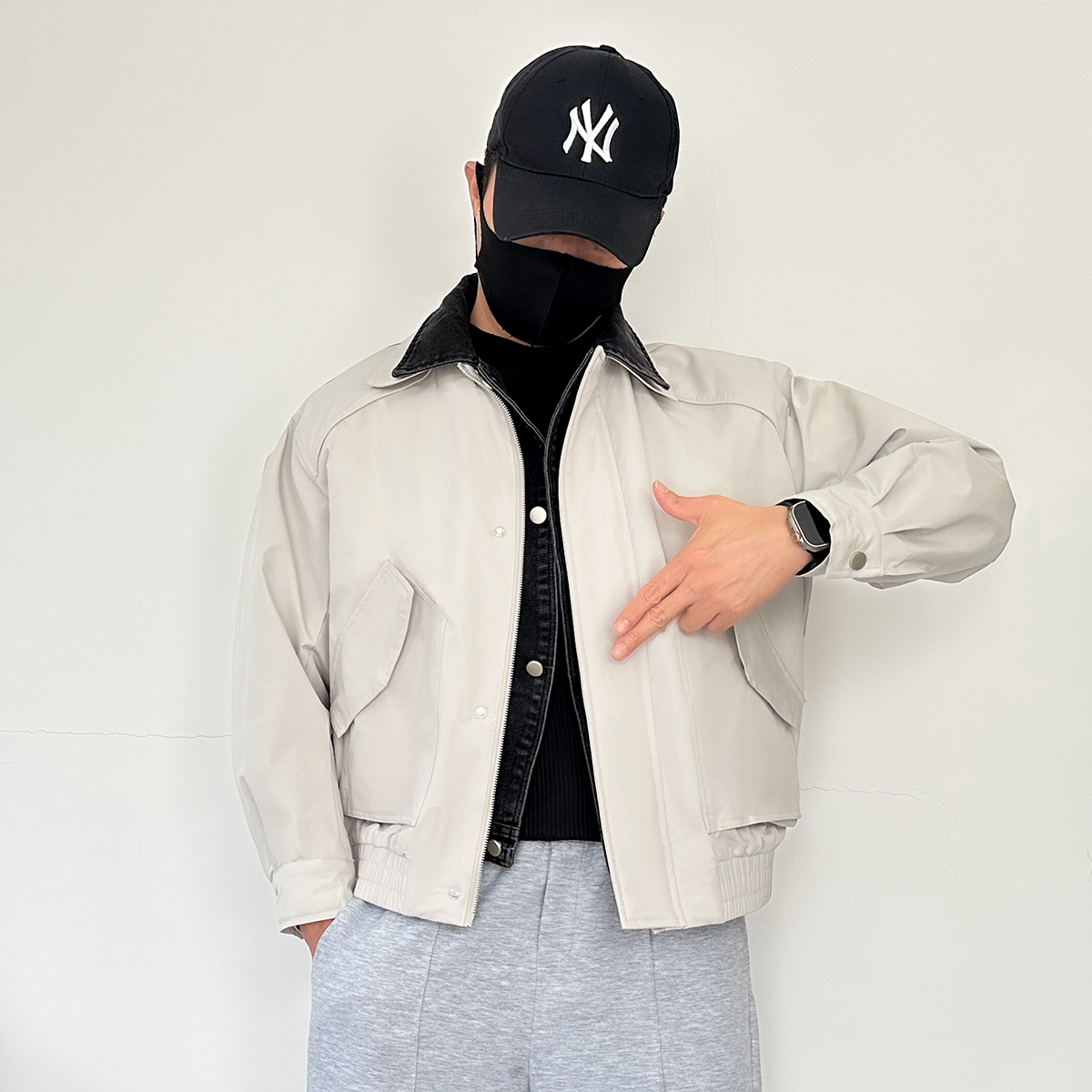 8509-P135新款翻领棉衣男宽松假两件加绒短款大码夹克纯色外套，男装夹克，星座1305