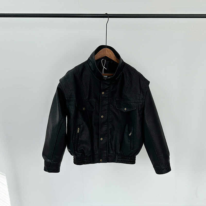 C05-p205原创新款日系港风立领男皮衣宽松大码夹克机车服XZ1305,男装夹克,星座1305