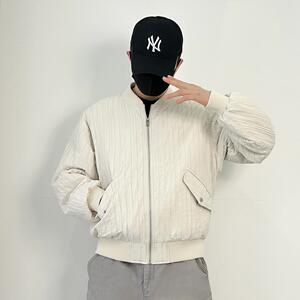 8807-P168新款加厚棉衣男士宽松纯色棒球领保暖棉服夹克-ZX1305图片