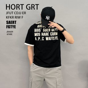 8020p70控118男2021新徐太浪高端t恤男短袖 潮牌上衣 字母印花美式