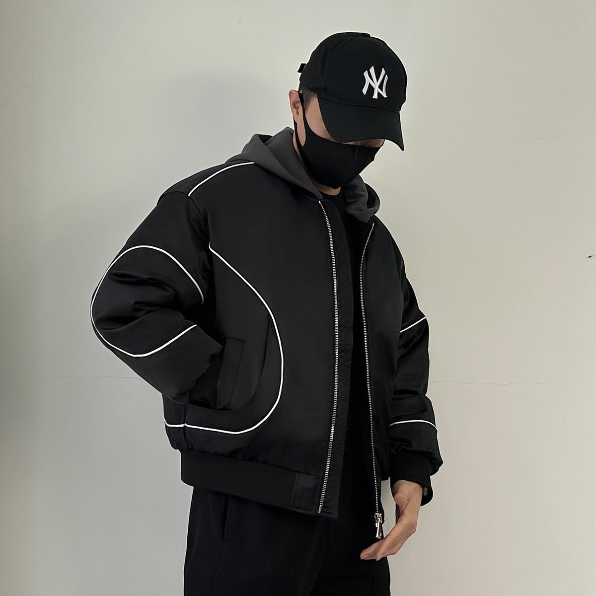 8858-P218棒球领羽绒服男款宽松加厚面包服帽子可脱卸潮流外套,男装羽绒服,星座1305