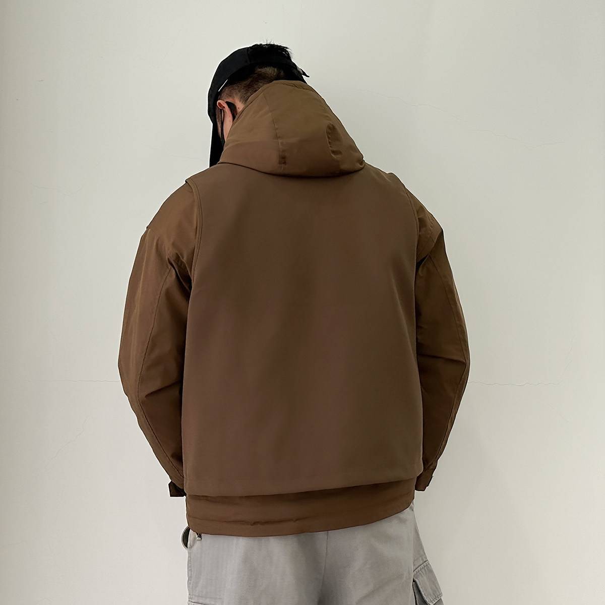 A619-p188美式工装棉衣男冬季加厚保暖连帽外套宽松大码面包服,男装棉衣,星座1305