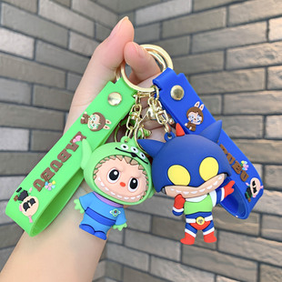 卡通变装动漫钥匙扣大眼龅牙公仔草莓熊三眼崽汽车钥匙链包包挂件