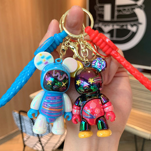 创意星际暴力熊公仔钥匙扣pvc软胶卡通小熊挂饰情侣包包挂饰礼品