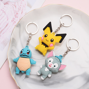 皮卡 钥匙扣创意卡通神奇宝贝蓝猫小乌龟包包挂件立体卡通公仔