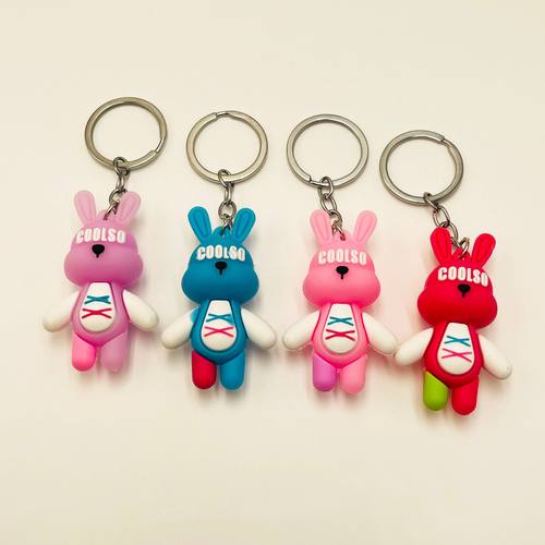 创意卡通帅气兔子钥匙扣立体软胶流氓兔钥匙链包包挂件兔年礼品