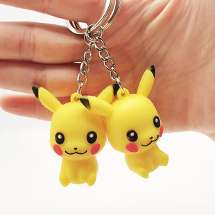 卡通动漫皮卡 钥匙扣包包挂件PVC软胶比卡丘影周边礼品车内挂饰