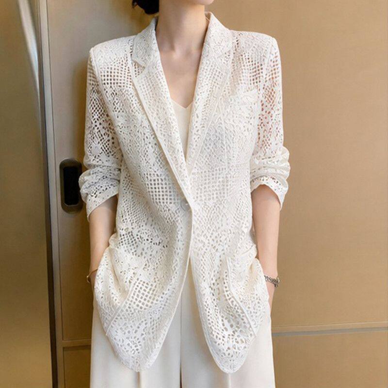 外搭设计感蕾丝衫上衣镂空重工休闲气质西装外套女2026春秋季新款