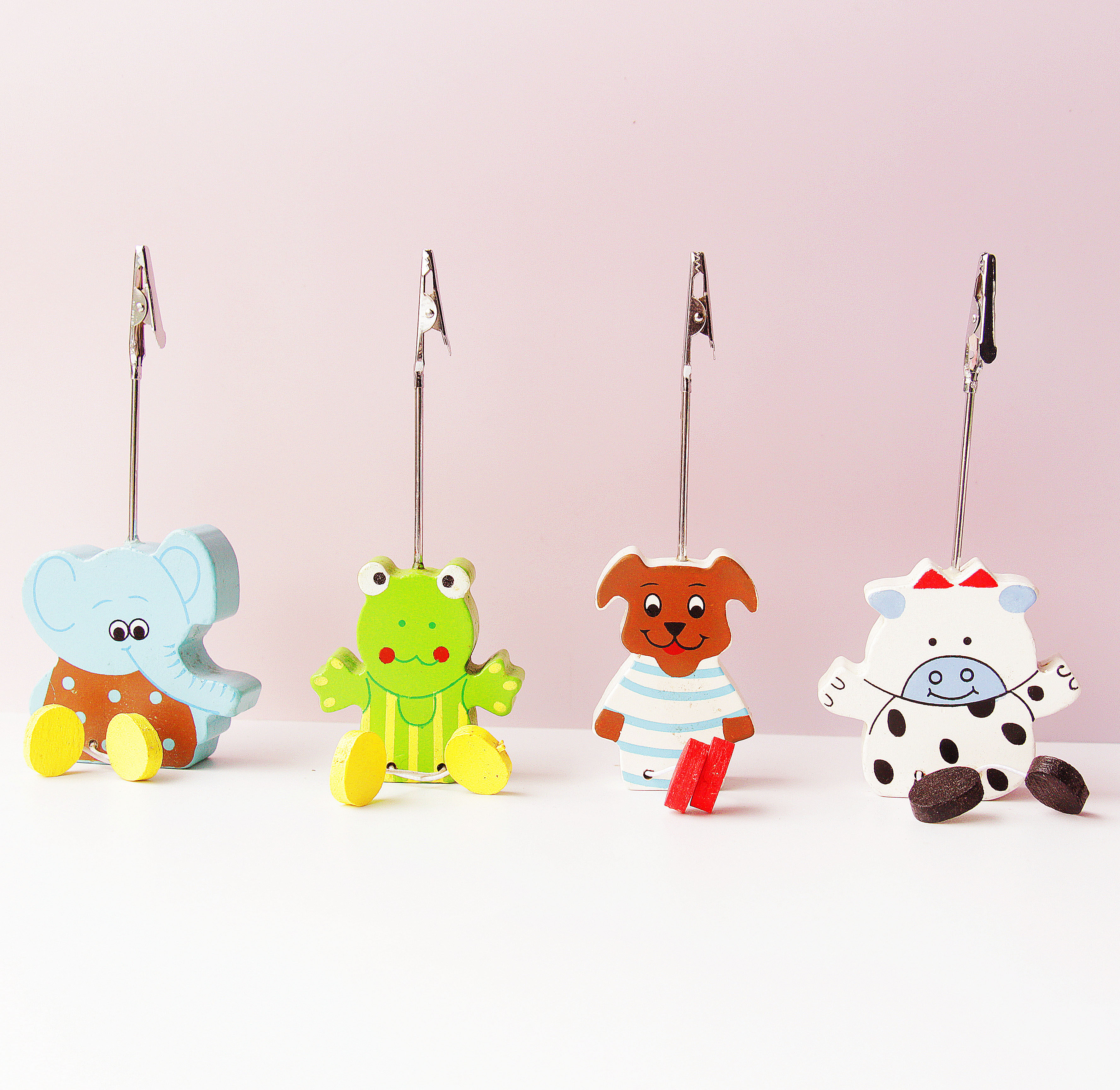 木制卡通动物可爱照片夹子创意礼品玩具双面胶可贴留言夹