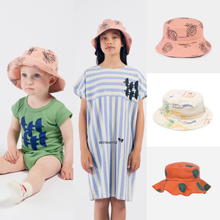 特价现货 西班牙bobo choses儿童宝宝休闲宽檐帽印纹防晒渔夫帽