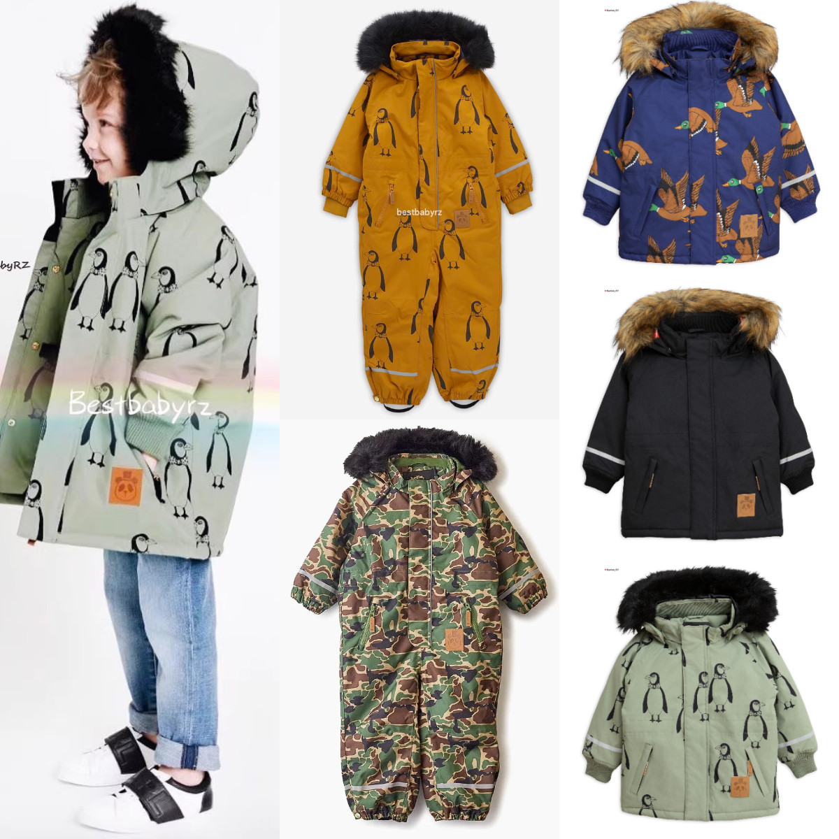 正品现货瑞典男女童连帽棉服连帽