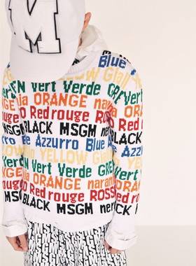 正品 意大利MSGM童装 男女童时尚彩色字母logo套头厚实毛衣外套