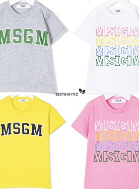 BBRZ意大利进口MSGM KIDS童装 宝宝小童经典logo短袖T恤 正品现货