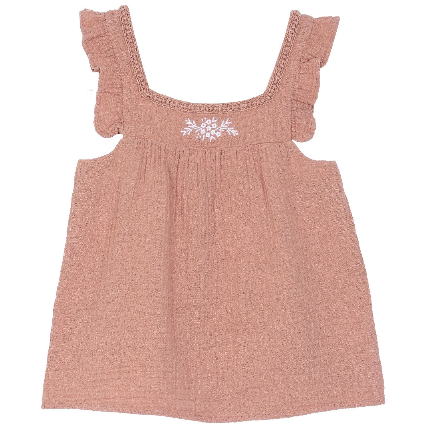 正品特价法国EMILE ET IDA 女童法式刺绣花朵柔软纯棉吊带上衣