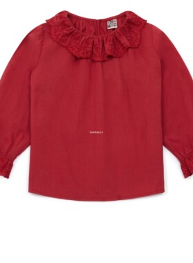 正品现货 BBRZ法国Bonton女童荷叶翻领时尚刺绣百搭小公主衬衫