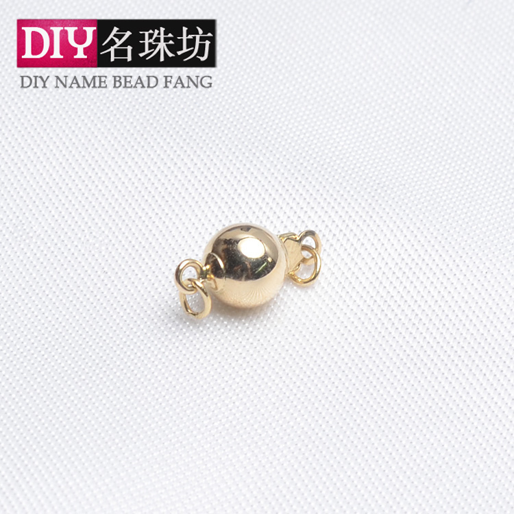 18k金珍珠手链扣项链扣配件DIY14k光面灯笼扣搭扣连接扣饰品配件