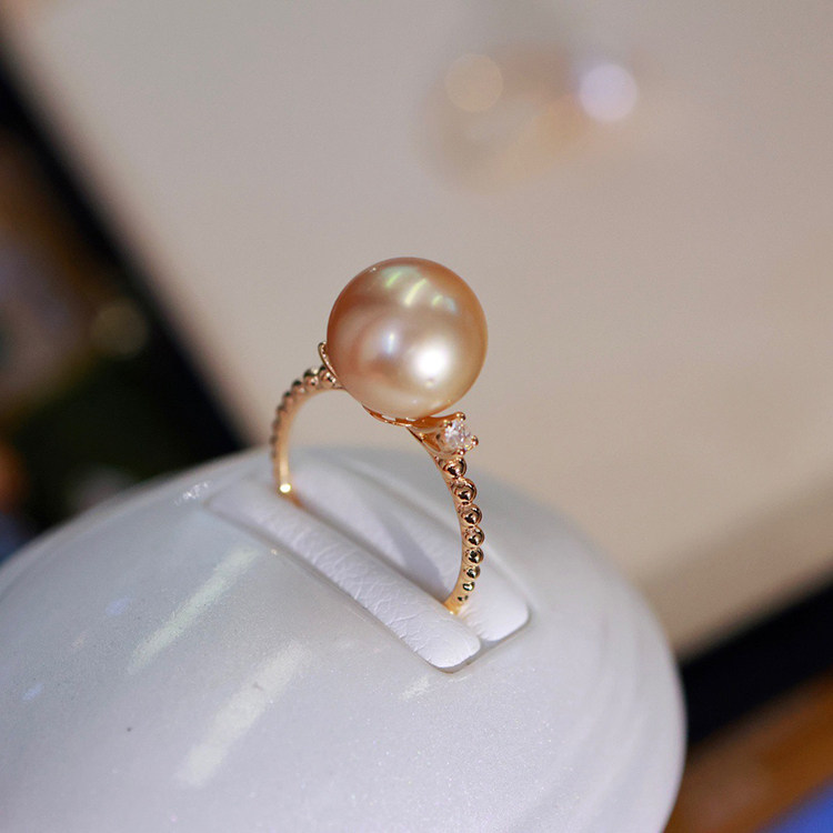 18k金钻石经典珍珠戒指配件