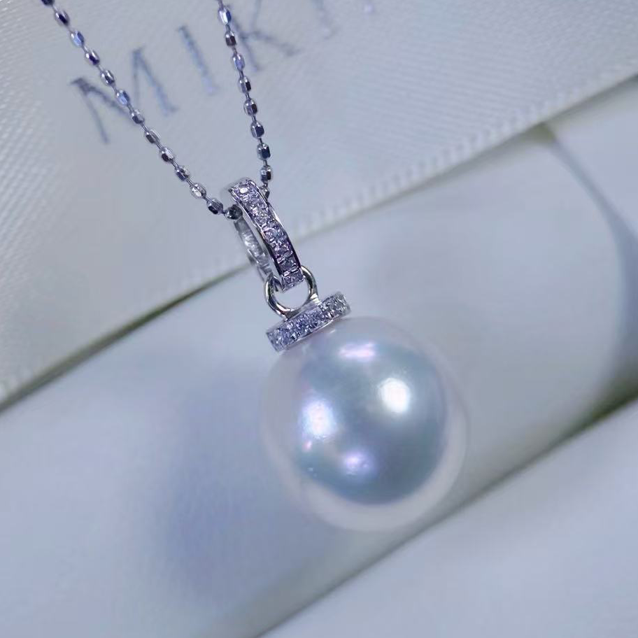 铂金PT900锆石10-15mm淡水珍珠吊坠配件奶嘴款万能扣设计裸珠空托