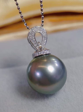 铂金PT900钻石12-15mm海水珍珠吊坠配件精致水滴设计裸珠diy空托