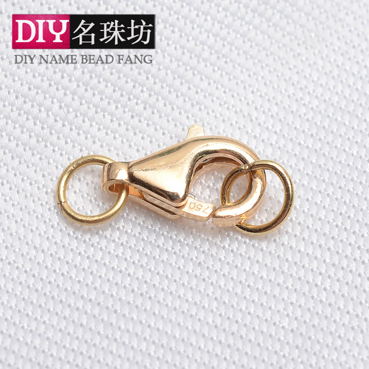 18K金龙虾扣水滴搭扣DIY珍珠玉石手链项链毛衣链扣配件饰品