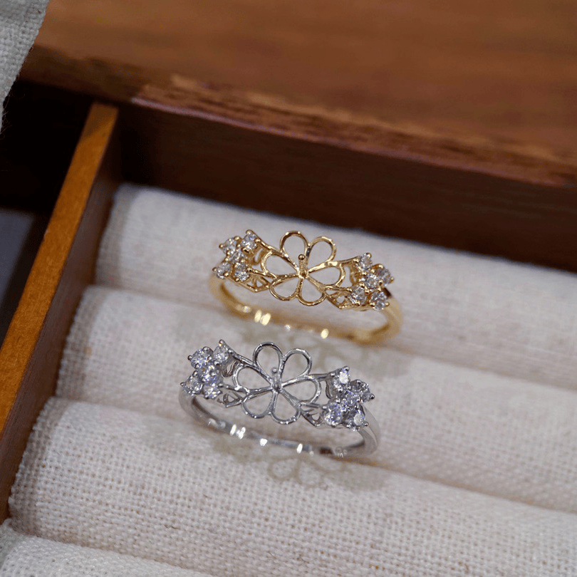 锆石简约名媛款空托气质18k金diy