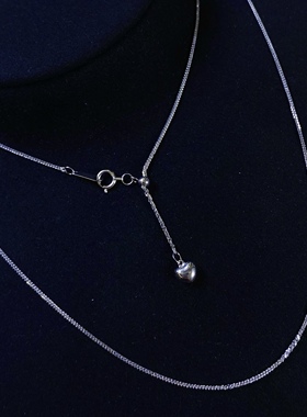 PT900铂金进口肖邦链DIY珍珠吊坠项链配件饰品抽拉调节款爱心尾链