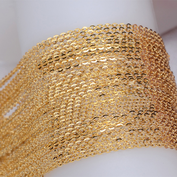 18K金1.0mm闪O项链AU750项链45CM天然珍珠吊坠专用O字项链不褪色