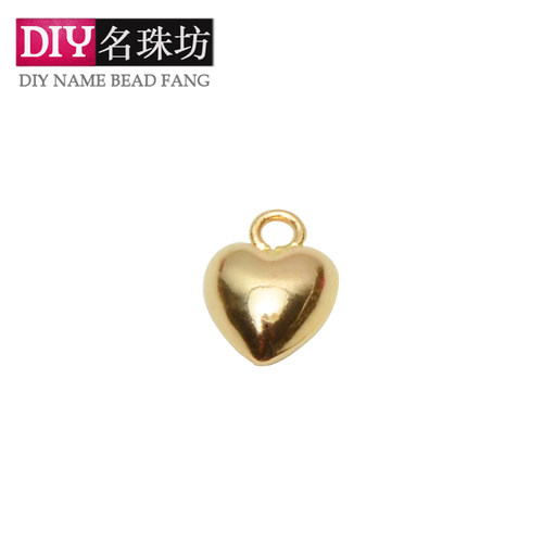 18K金时尚3D立体爱心小挂件 DIY可爱项链手链脚链珍珠饰品配件