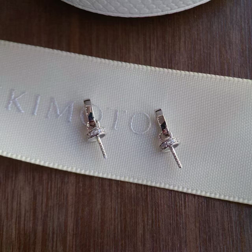 铂金PT900钻石10-15mm淡水珍珠吊坠配件经典百搭万能扣裸珠空托