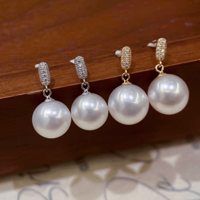 18k金锆石8-10mm圆形耳钉