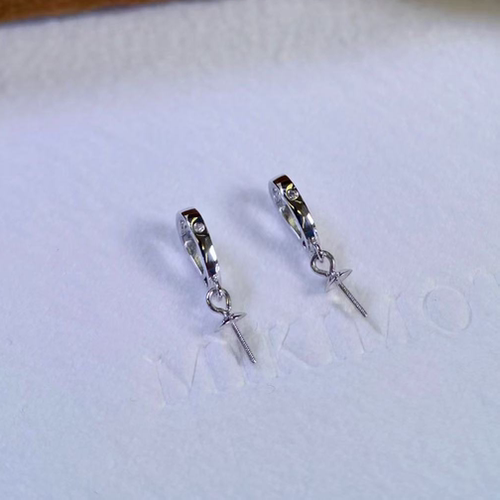 AU750钻石10-13mm海水珍珠18K金吊坠配件百搭万能扣款裸珠空托