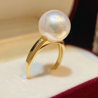 18K金简约凹面素圈指环配件