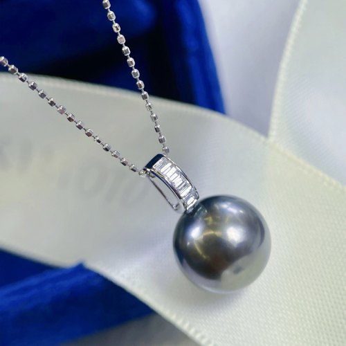 PT900铂金天然珍珠DIY吊坠配件空托竖形设计简约大气百搭锆石镶嵌