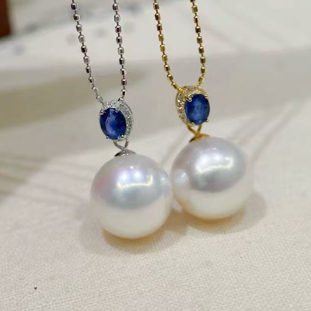 18k金钻石蓝宝8-12mm淡水珍珠吊坠配件精致小巧椭圆设计裸珠空托,珠宝/钻石/翡翠,颈饰,淘宝优惠券,粉丝福利购,淘宝优惠卷