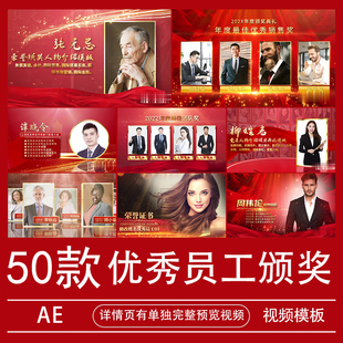 优秀员工颁奖典礼AE模板年会终晚会表彰先进个人团队视频素材代做