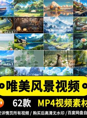 唯美治愈手绘风景乡村天空动态短视频直播背景led动画壁纸mp4素材