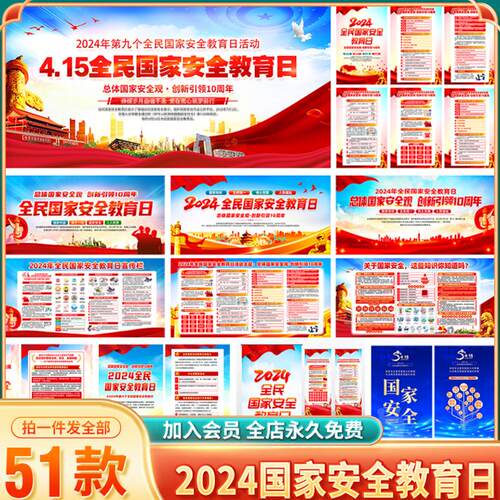 2024年国家安全教育日展板挂图415宣传海报X展架PSD设计图片素材
