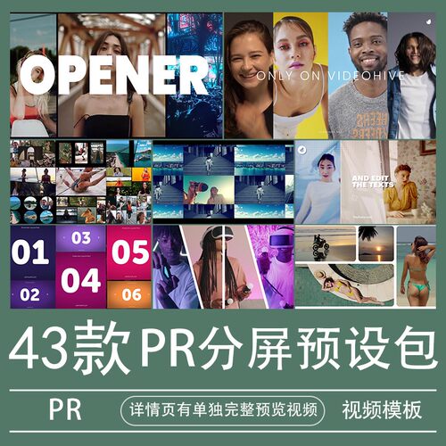 PR分屏预设插件视频剪辑vlog三四六九宫格多屏创意效果模板素材