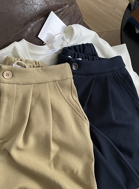 old navy/肉眼所见的品质 轻奢肌理感针织棉半松紧腰工装休闲裤