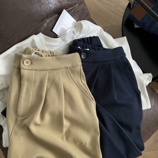 old navy/肉眼所见的品质 轻奢肌理感针织棉半松紧腰工装休闲裤