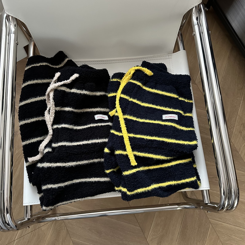 懒人喜欢的保暖条纹家居裤 半边绒加厚舒适慵懒休闲睡裤