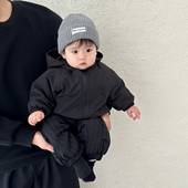 韩版 冬季 男宝宝加绒冲锋衣小童防风外套超洋气连帽外出婴儿衣服潮