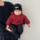 冬季 宝宝加绒保暖防风冲锋衣儿童外套超洋气红色过年外出婴儿衣服