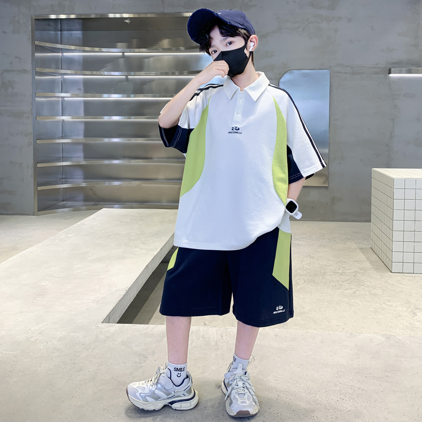 男童夏季潮酷polo衫短袖短裤2026新款中大童儿童休闲夏装运动套装
